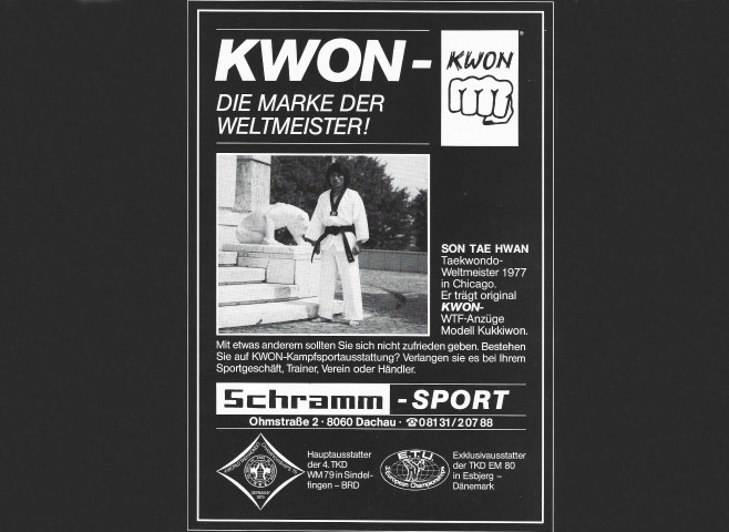 Schramm-Sport_Werbung_1982 Werbung der Firma Schramm-Sport für KWON-Sportartikel